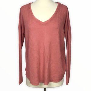 Wild Fable | V Neck Long Sleeve Waffle Knit Top XS